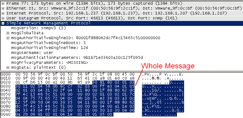 SNMPv3 authenticated message