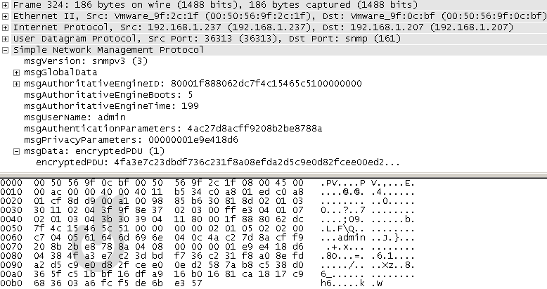 SNMPv3 pcap encryption DES